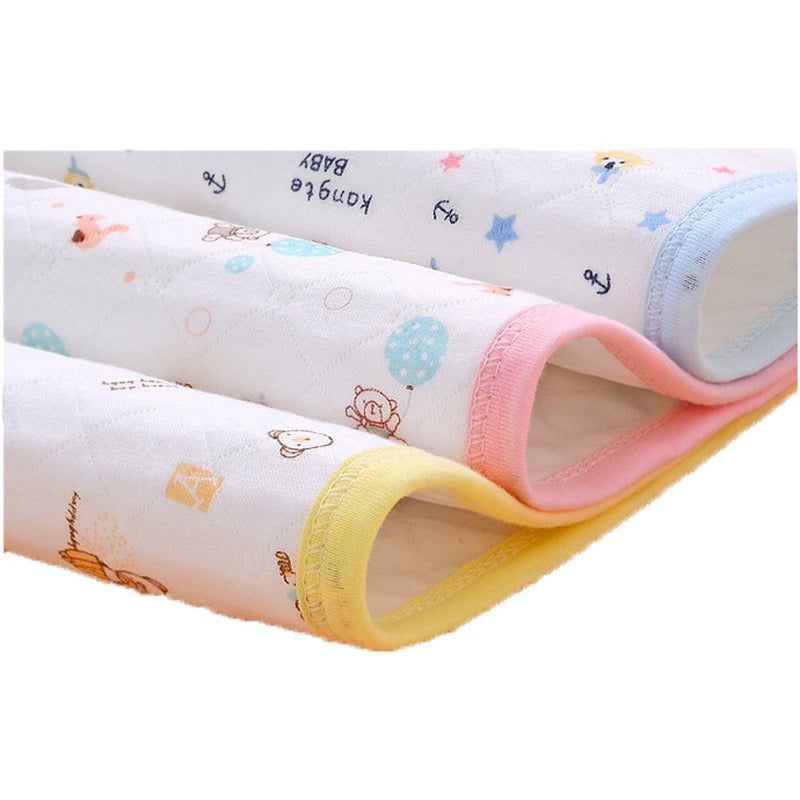 Monvecle 3pcs Pack Baby Infant Cotton Waterproof Changing Pads Washable Resuable Diapers Liners Mats (3 Colors Pack-28"x20") - Image 1